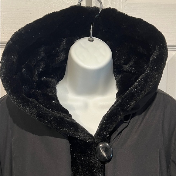 Guillaume Black Hooded Faux Fur Lined Coat Size L - Picture 2 of 15